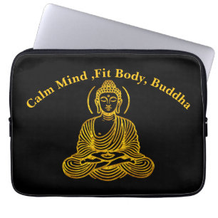 Goldene Buddha-Statue in Meditation Laptopschutzhülle