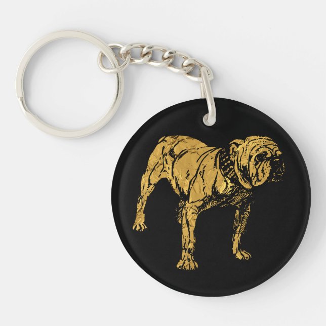 Goldene Bulldogge Schlüsselanhänger (Vorderseite)