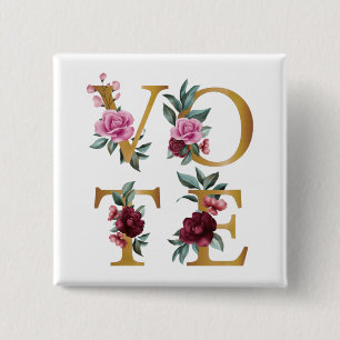 Goldene Burgund Blumen Feminine Wählen Sie eine an Button