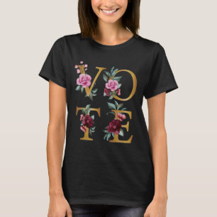 Goldene Burgund Blumen Feminine Wählen Sie eine an T-Shirt