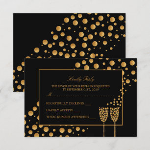 Goldene Champagner-Blasen Verlobungsfeier RSVP Einladung