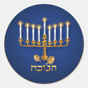 Goldene Chanukka-Aufkleber Runder Aufkleber