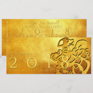 Goldene Chinesische Hundeausgabe 2018 Goldene Flac Einladung