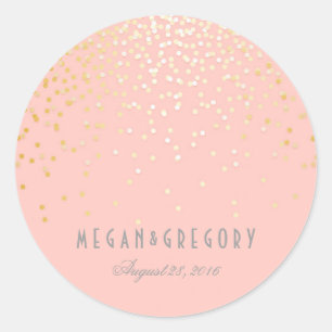 Goldene Confetti Blush Pink Hochzeit Runder Aufkleber