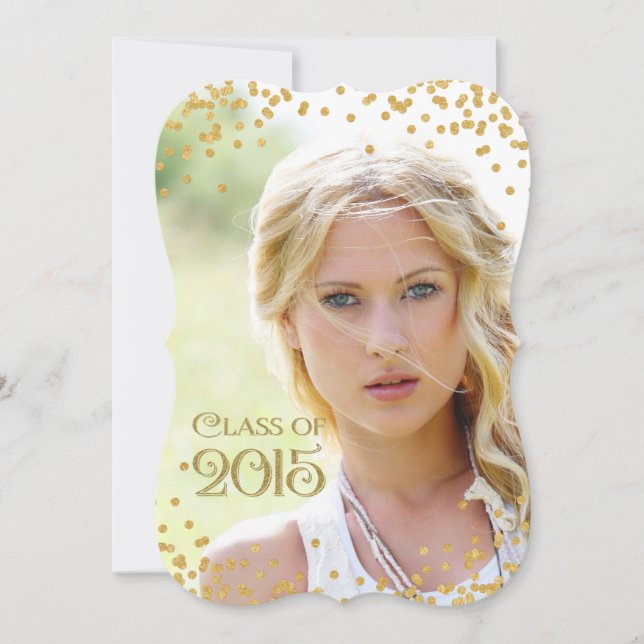Goldene Confetti-Klasse 2015 Abschluss Einladung (Vorderseite)