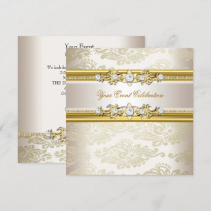 Goldene Creme-Prägung sieht elegant aus Party Einladung