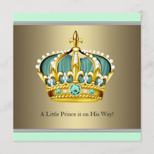 Goldene Crown Prince Babydusche Einladung