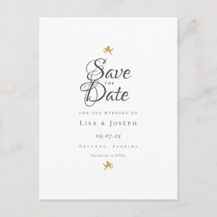 Goldene Cupids Elegant Schrift Save the Date Ankündigungspostkarte