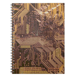 Goldene Cyber-Schaltplatine Tech-Kunst Elektronik Notizblock