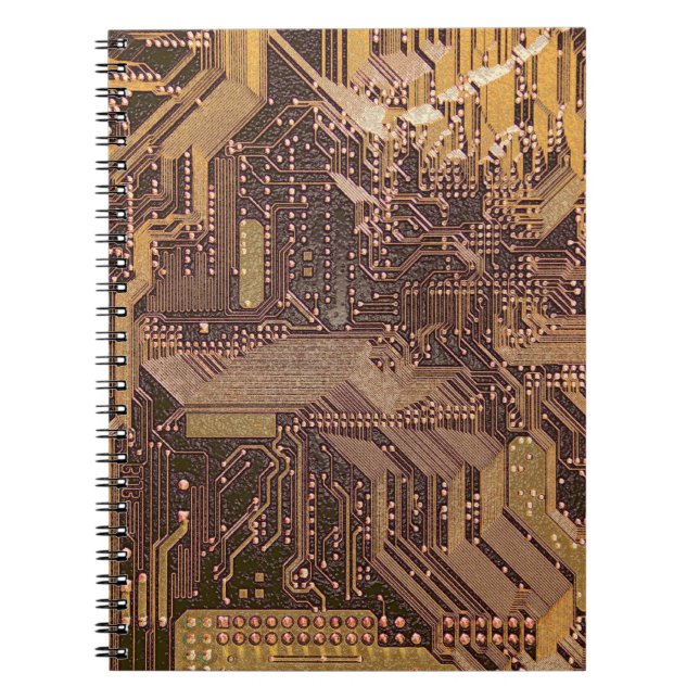 Goldene Cyber-Schaltplatine Tech-Kunst Elektronik Notizblock (Vorderseite)