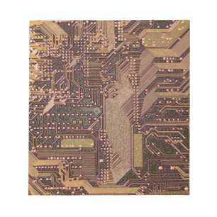 Goldene Cyber-Schaltplatine Tech-Kunst Elektronik Notizblock