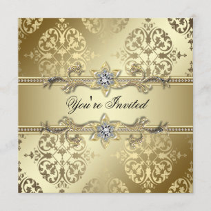 Goldene Damast-Gold-Party Einladung