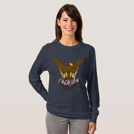 Goldene Damen-langes Hülsen-Shirt Phoenix T-Shirt