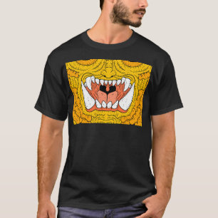 Goldene Dämonenmaske mit Zähnen. T-Shirt