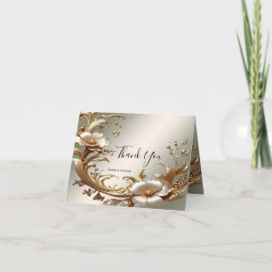 Goldene Dankeskarten mit Blumenmotiv Dankeskarte