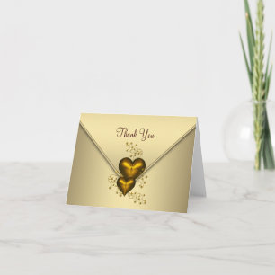 Goldene Dankeskarten mit goldenem Herzen Dankeskarte