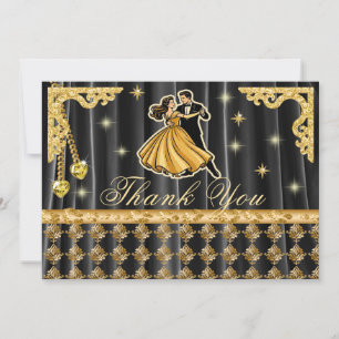 Goldene Dankeskarten zum 21. Geburtstag mit Tänzer Dankeskarte