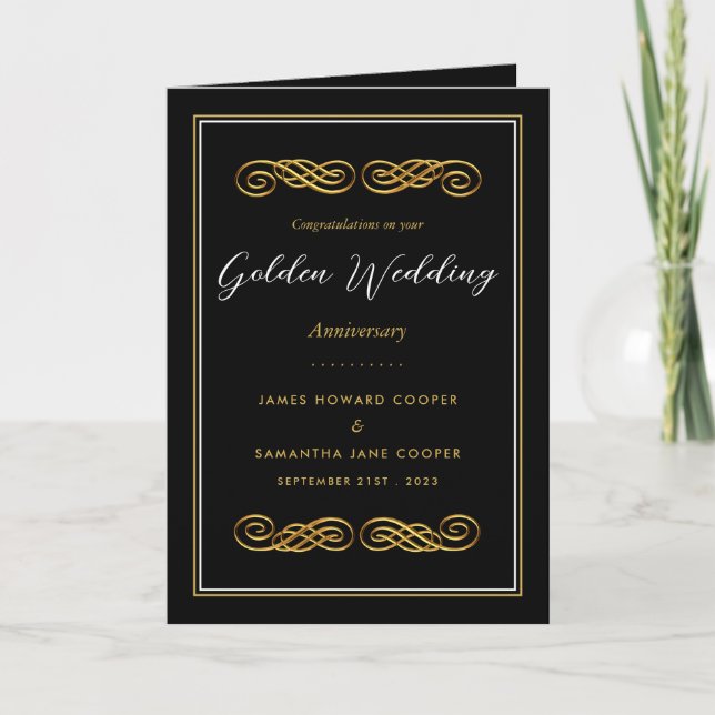 Goldene Dekoration, 50 Jahre Hochzeitstag Karte (Vorderseite)