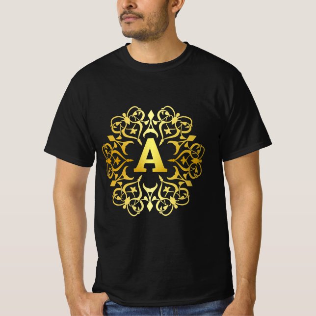 Goldene Dekoration mit Buchstaben A innen T-Shirt (Vorderseite)