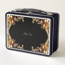 Goldene Dekorative Blumen Lunchbox