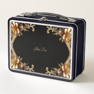 Goldene Dekorative Blumen Lunchbox