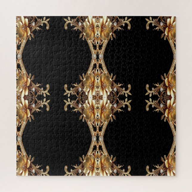 Goldene Dekorative Blumen Puzzle (Vertikal)