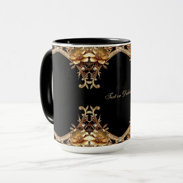 Goldene Dekorative Blumen Tasse (Vorderseite Links)