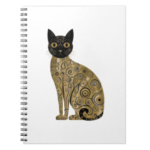 Goldene dekorative Gustav-Klimt-Style-Schwarze-Kat Notizblock