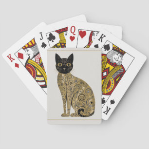 Goldene dekorative Gustav-Klimt-Style-Schwarze-Kat Spielkarten