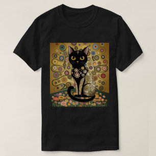 Goldene dekorative Gustav-Klimt-Style-Schwarze-Kat T-Shirt