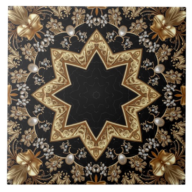 Goldene dekorative Keramikfliese (Vorderseite)