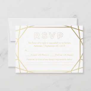 Goldene Diamant-förmige Hochzeitsrampe RSVP Karte