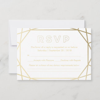 Goldene Diamant-förmige Hochzeitsrampe RSVP Karte