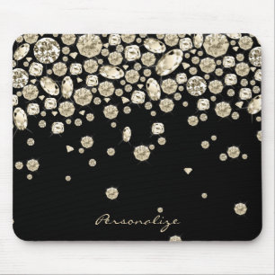 Goldene Diamanten auf schwarz Mousepad