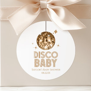 Goldene Disco-Kugel 'Disco Baby' Babyparty Runder Aufkleber