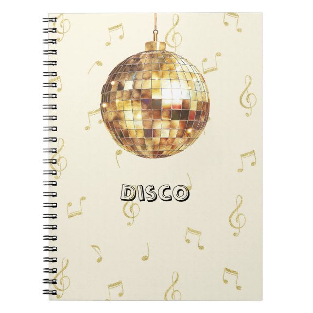 Goldene Disco-Kugel Glitter-Noten Notizblock (Vorderseite)