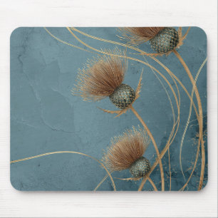 Goldene Distel Teal Blaue Textur Eleganz Mousepad