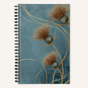 Goldene Distel Tealblaue Textur Eleganz Notizbuch