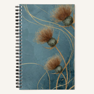 Goldene Distel Tealblaue Textur Eleganz Notizbuch