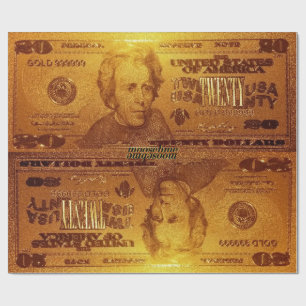 Goldene Dollarschein-Reflexion US zwanzig Geschenkpapier