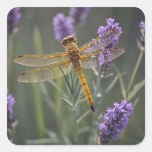 Goldene Dragonfly Quadratischer Aufkleber