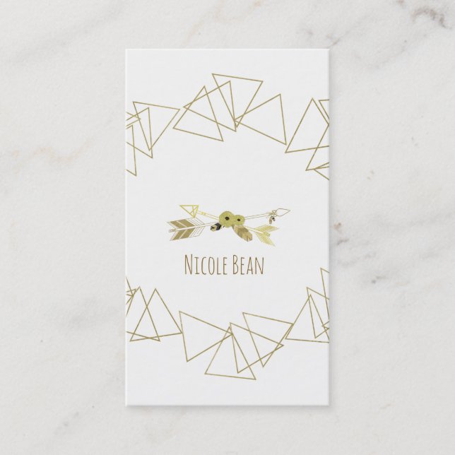 Goldene Dreiecke Modernes Glam Boho Chic Visitenkarte (Vorderseite)