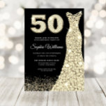 Goldene Dress Frauen 50. Geburtstagsparty Black Einladung<br><div class="desc">Black & Golden Sparkle Dress Womans 50. Geburtstagsparty Einladung Variationen zu den Einladungen und passenden Gegenständen in unserem Shop</div>