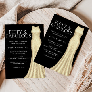 Goldene Dress & Schwarze Frauen 50. Geburtstagspar Einladung