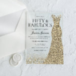 Goldene Dress Womans 50. Geburtstagsparty Acryleinladungen<br><div class="desc">Goldene Dress Womans 50. Geburtstagsparty Akryllische Einladungen Party 50 und fabelhafte Variationen der Einladung und passende Artikel in unserem Shop</div>