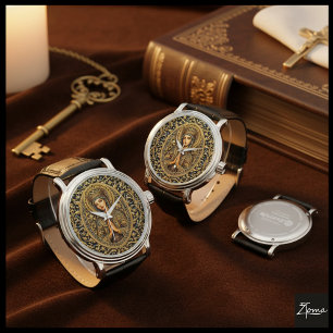 Goldene Ehrfurcht Jungfrau Maria Armbanduhr