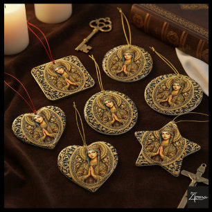Goldene Ehrfurcht Jungfrau Maria Keramik Ornament