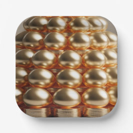 Goldene Eier und viel Glück Pappteller