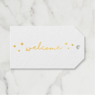 Goldene einfache minimalistische Hochzeitsbegrüßun Geschenkanhänger