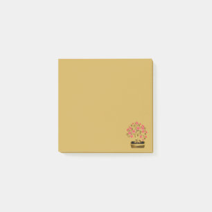Goldene Eingetopfte Pinke Sakura-Bonsai-Blumen-Pos Post-it Klebezettel
